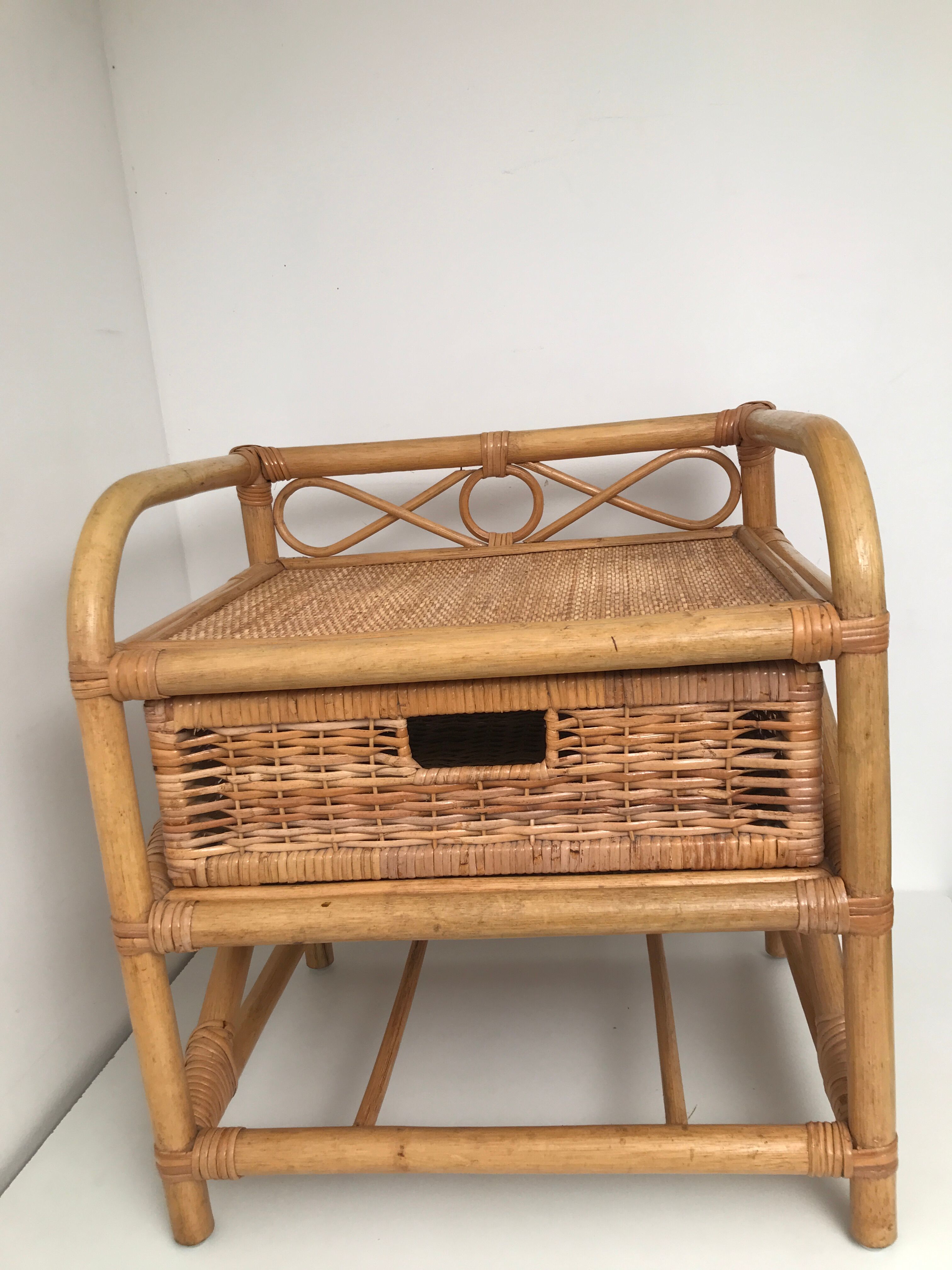 Vintage bamboo and rattan bedsides