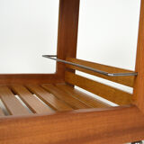 Scandinavian teak serving table with mirror tray, 70s