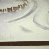 Framed watercolor Winter Landscape under the snow by D.Camelo