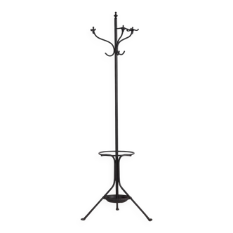 Ancien porte-manteau en fer forgé avec porte-parapluie (c.1920)