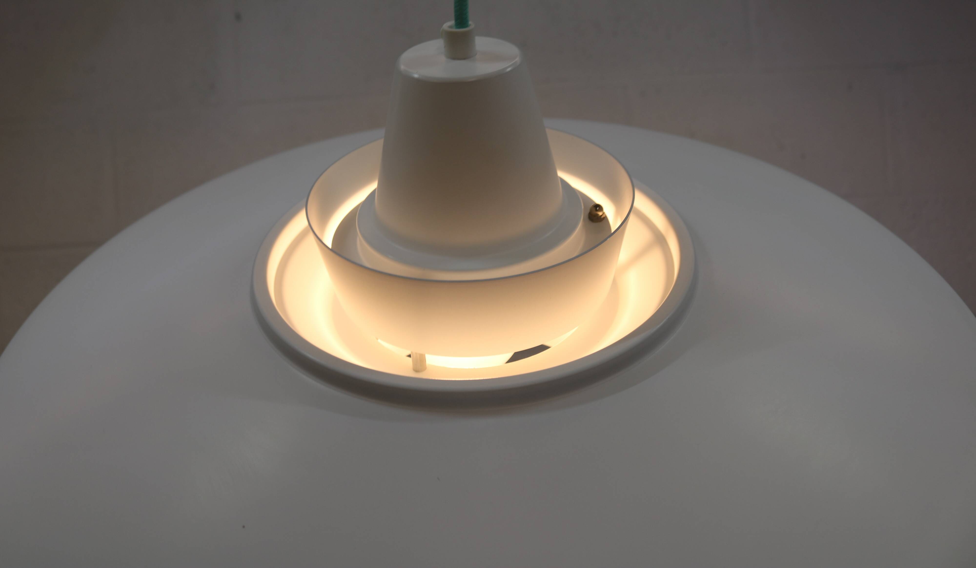 Vintage David Mogensen White Pendant Lamp, Super Light A/S, Danish Mid-Cent