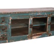 Old low sideboard, tv stand in original blue patina burmese teak