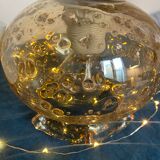 Blown glass pendant lamp with bubbles - 70s