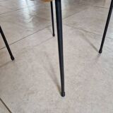 Table, harness with shelf - Rattan, wrought iron base - In the style of Raoul Guys - 1960
