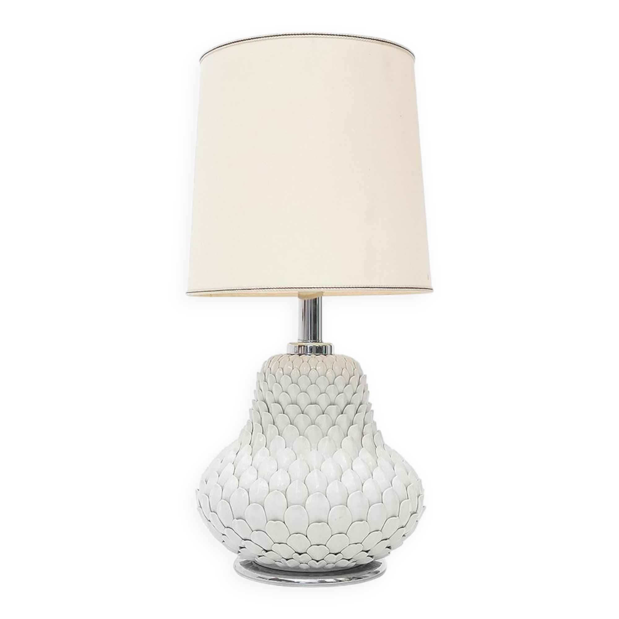 Artichoke table lamp in white ceramic, 1970s