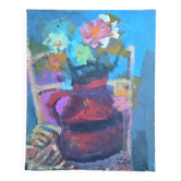 Robert Dago Oil on Canvas Still Life Jug with Flowers 1988