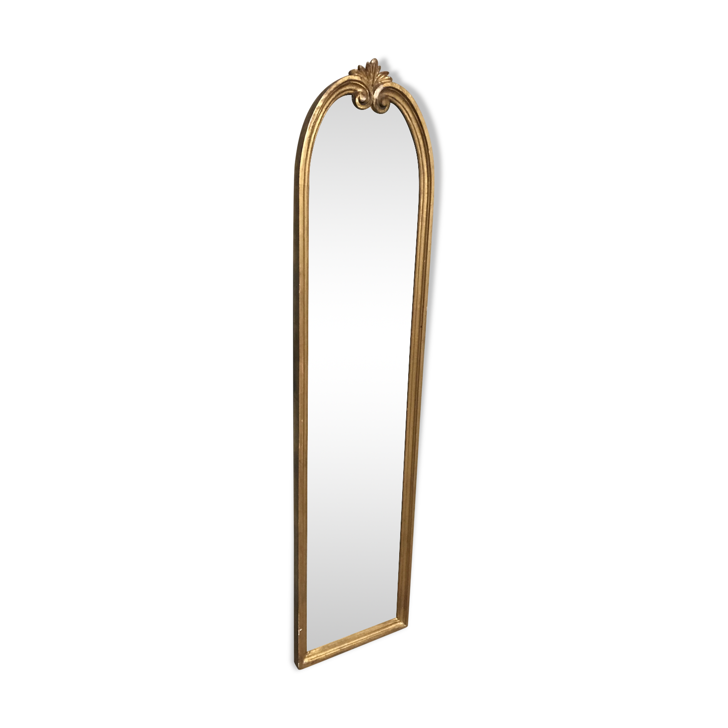 Fitted gilded wood Louis XVI mirror, 113x27cm