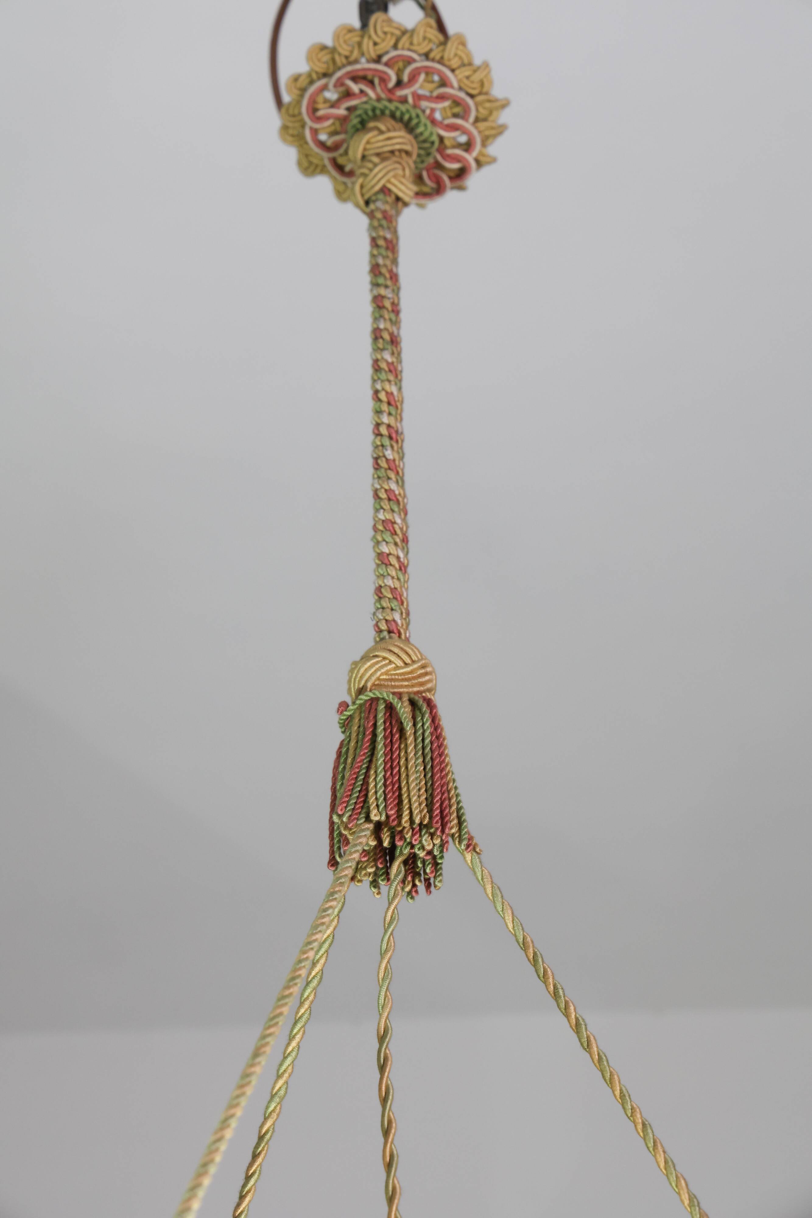 Extra Large Antique Art Decò Liberty Alabaster Chandelier, 1940s
