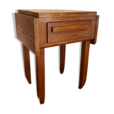 Solid oak shuttered side table, 1950s