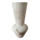 Alabaster vase. White color and marbling