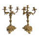 Pair of Candle Holders or Candelabra in Gilded Bronze
