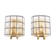Pair of brass and glass facetted sconces by Glashutte Limburg