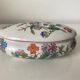 Oval porcelain jewellery box with multicoloured vintage floral decoration - 20th century