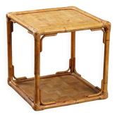 Vintage coffee table in wicker and bamboo, Italy, 1970s-1980s.