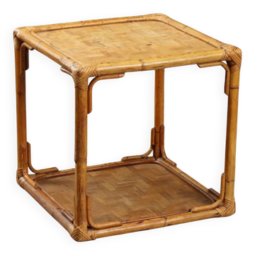 Vintage coffee table in wicker and bamboo, Italy, 1970s-1980s.