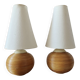 Pair of vintage lamps in rattan and ceramic