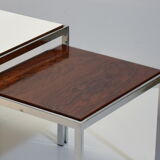Vintage rosewood and chrome tables with reversible trays
