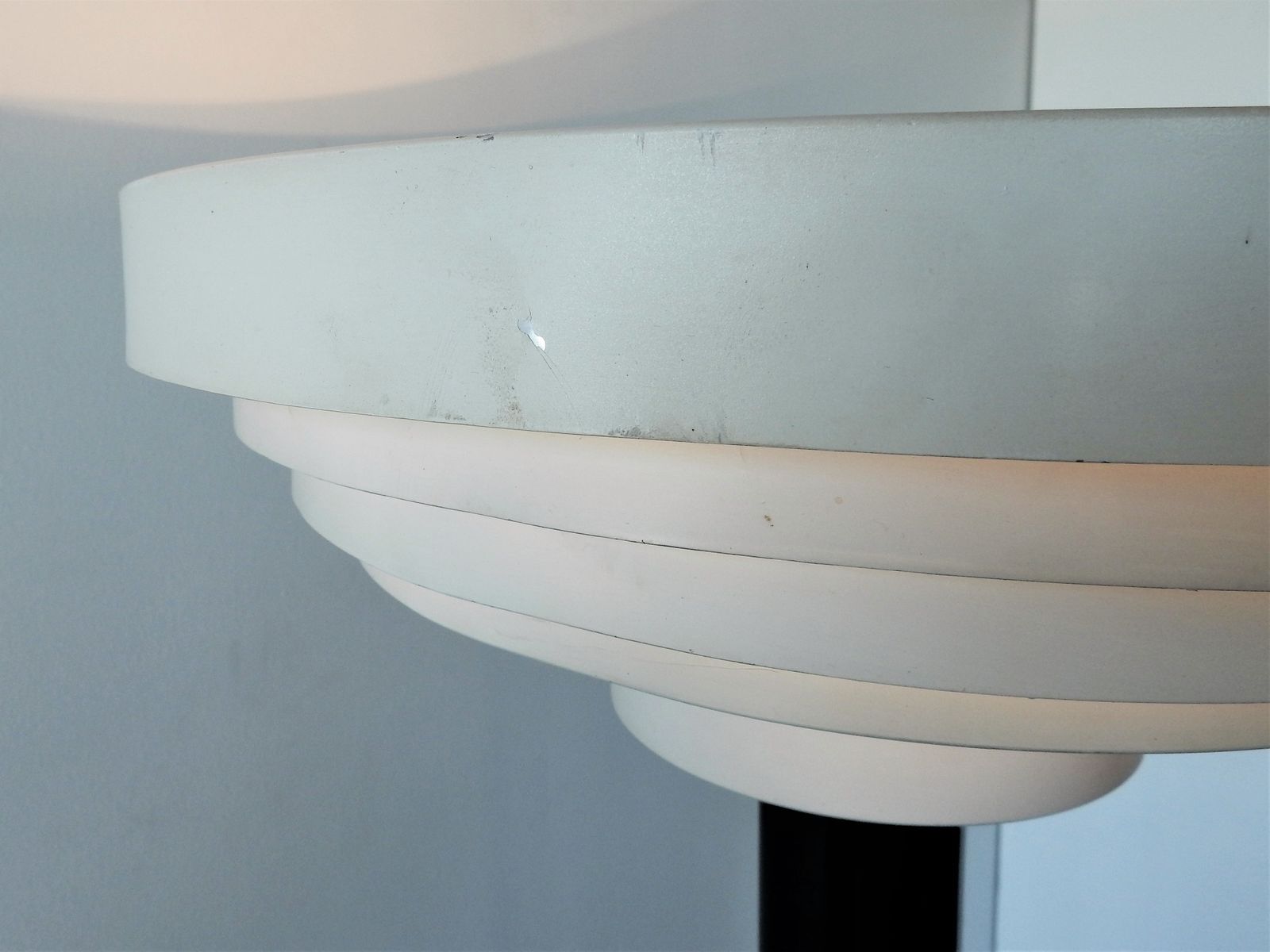 Vintage lamppost with 1970s ring-shaped lampshade