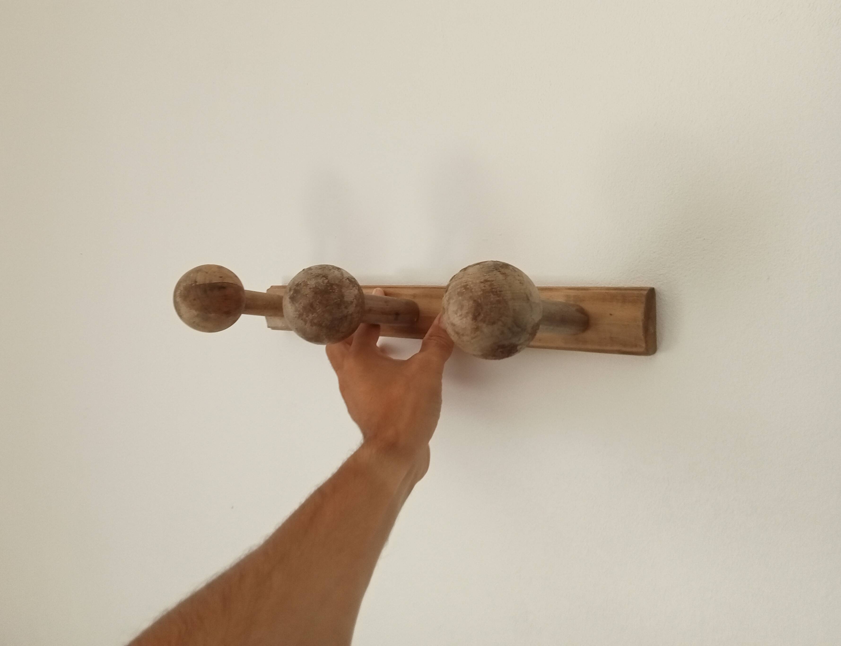 Old folk art wall coat rack