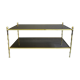 Smoked low years 70 brass and glass table
