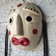 Masque coréen en bois – Souvenir de voyage – Décoration murale artisan