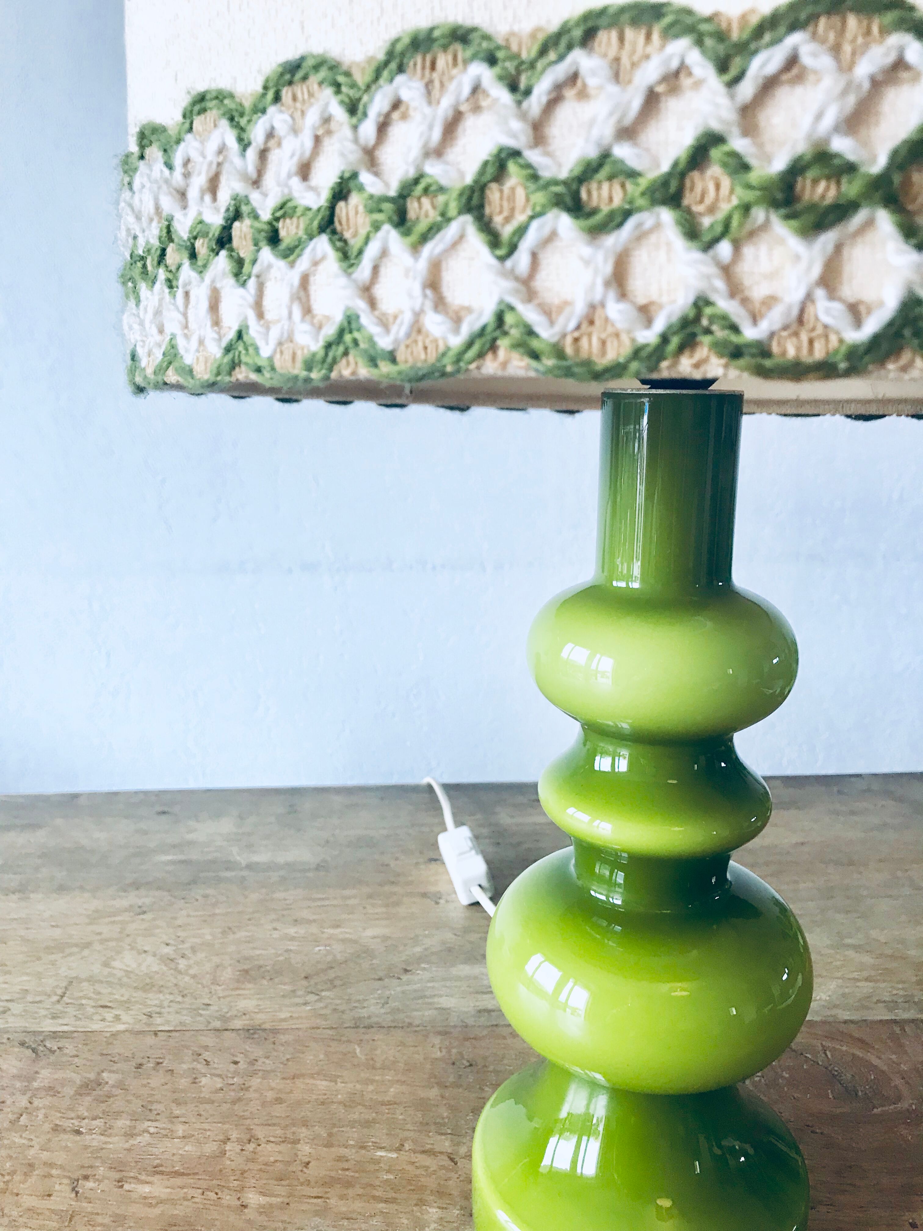 Vintage green glass lamp