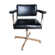 Swivel office chair Strafor with chrome metal and black faux leather.