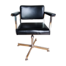 Fauteuil de bureau pivotant Strafor métal chromé et skaï noir