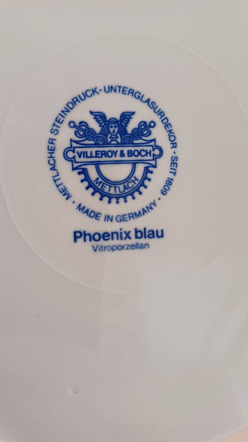 Set of 6 Villeroy and Boch Phoenix Blue dinner plates