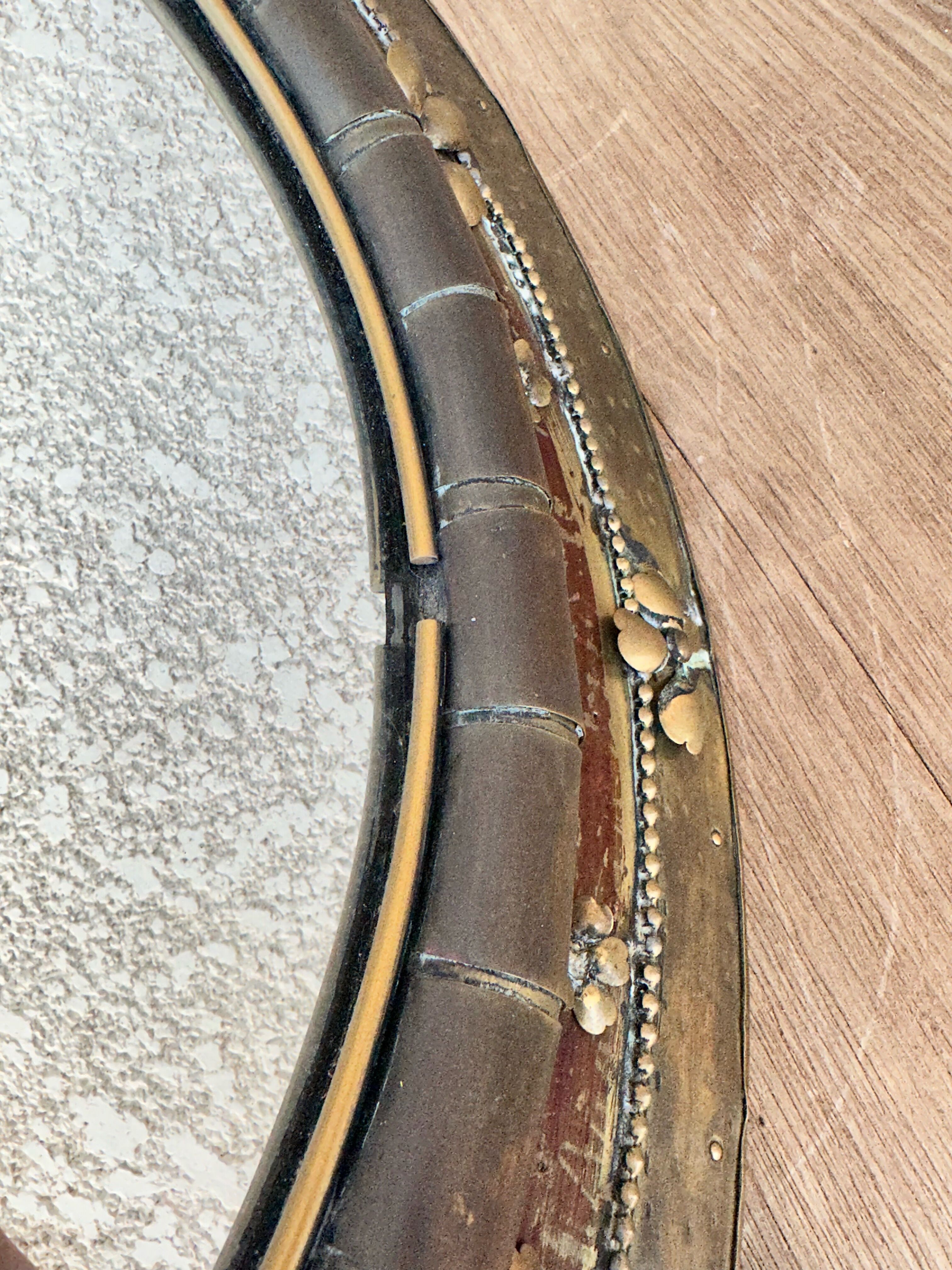 Round mirror in worked copper, Italy 1950