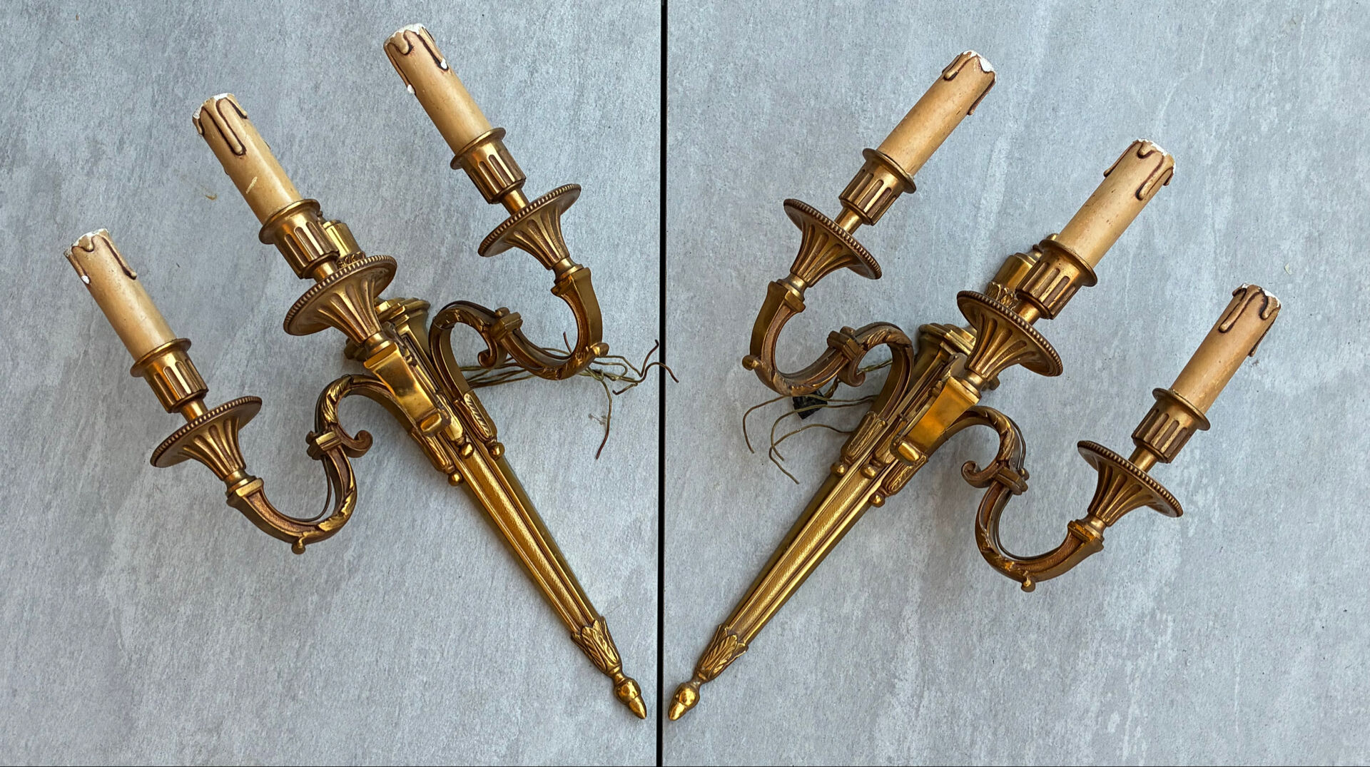 Paires d’appliques bronze Louis XVI Lucien Gau