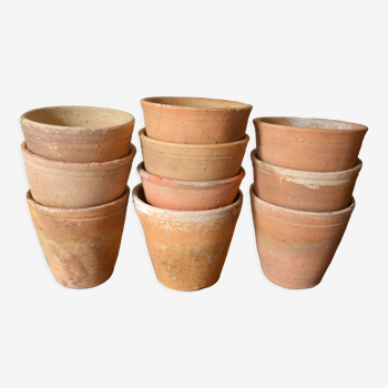 10 antique terracotta pots 9-10 cm