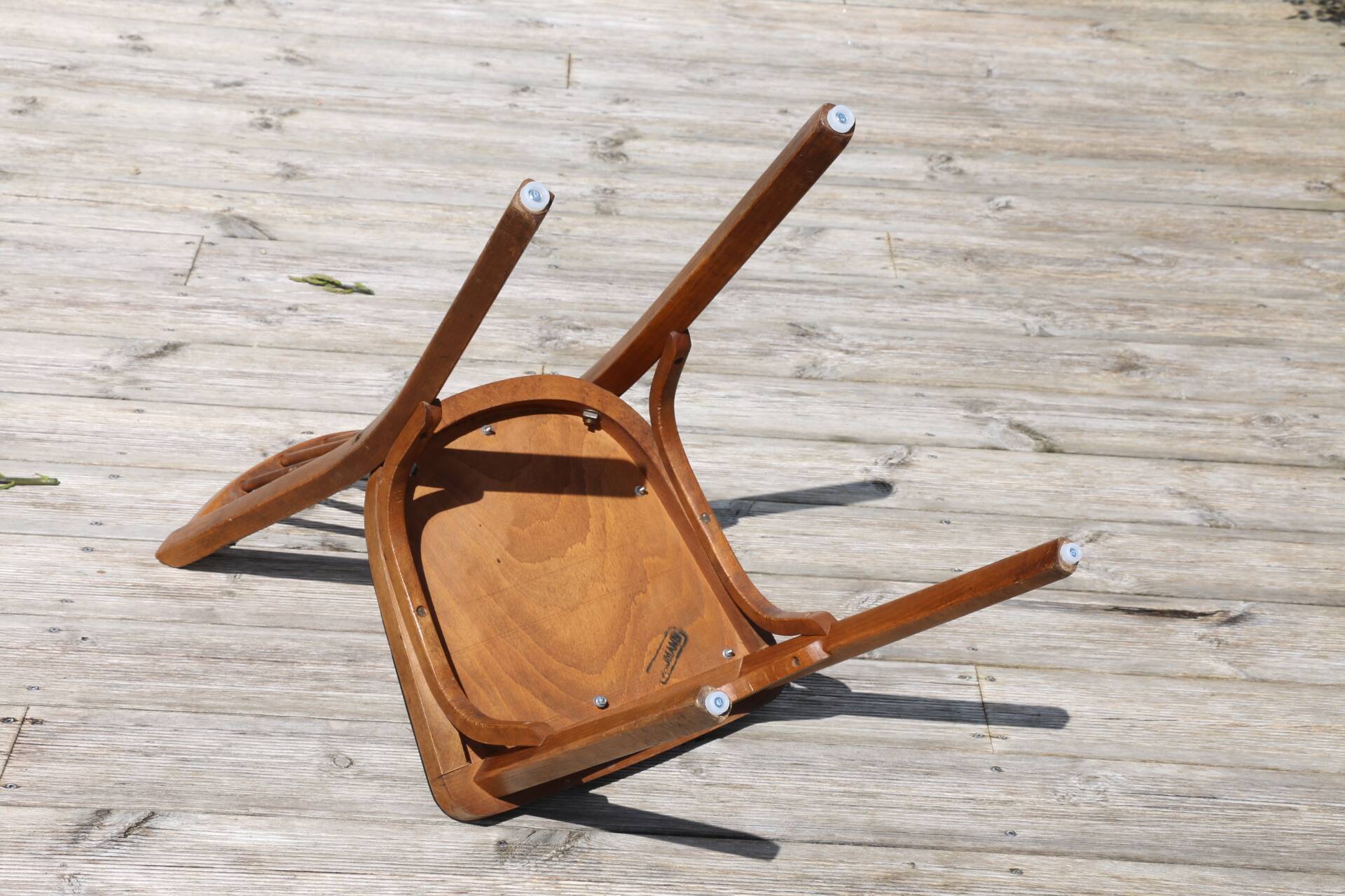 4 baumann n°12 black leatherette chairs, medium beech