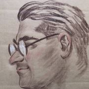 Pastel drawing 1971 man portrait with glasses, signed rose? marseille 13 bouche du rhône paper