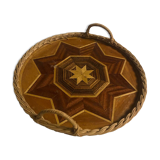 Marquetry and rattan tray