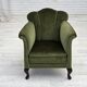 Fauteuil danois des années 1950, velours vert, pieds en frêne.
