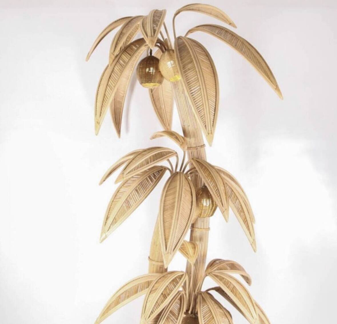 Large rattan “coconut/palm tree” floor lamp