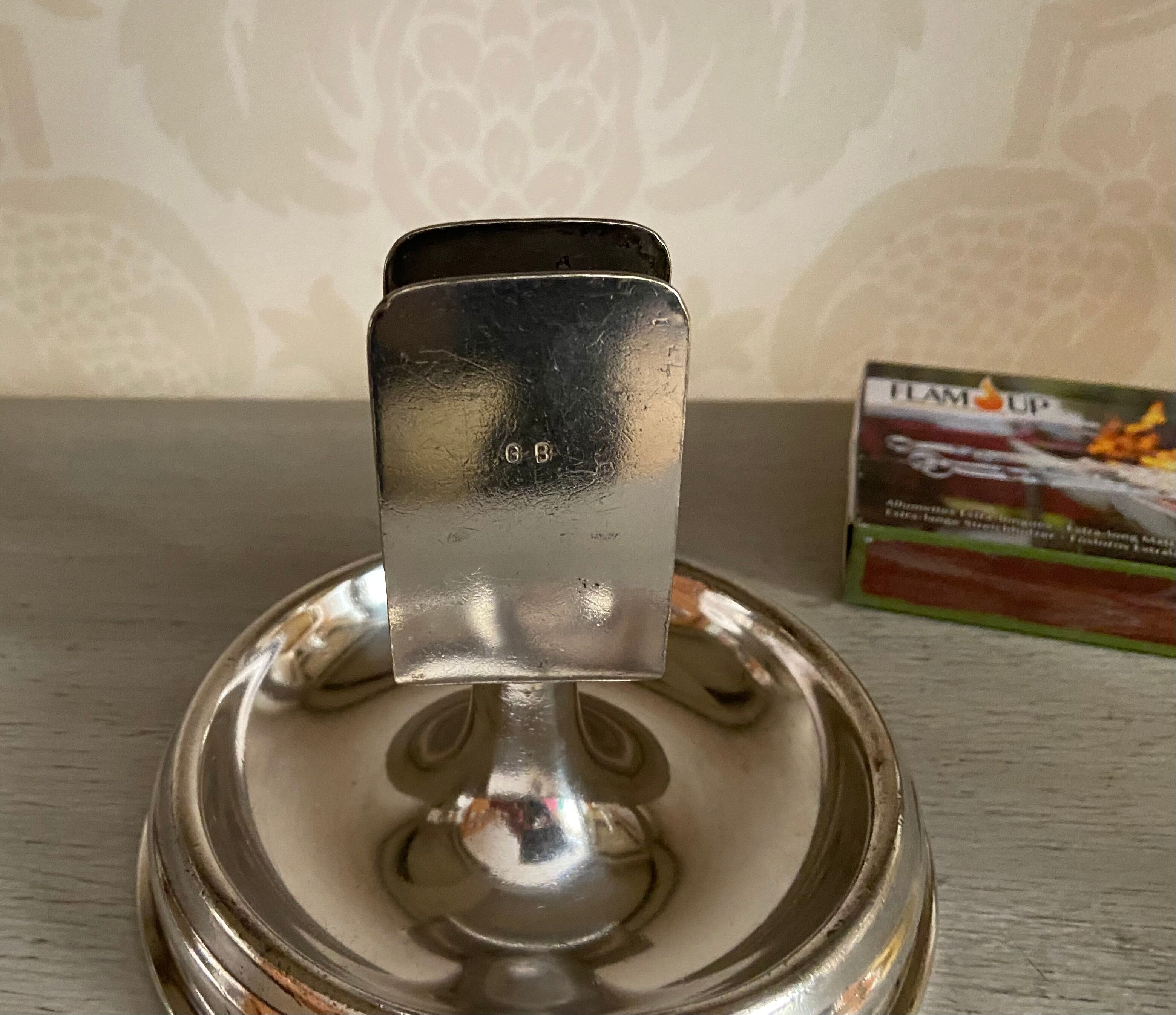 Old silver metal matchbox holder