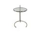 Vintage adjustable chrome side table with smoked glass.