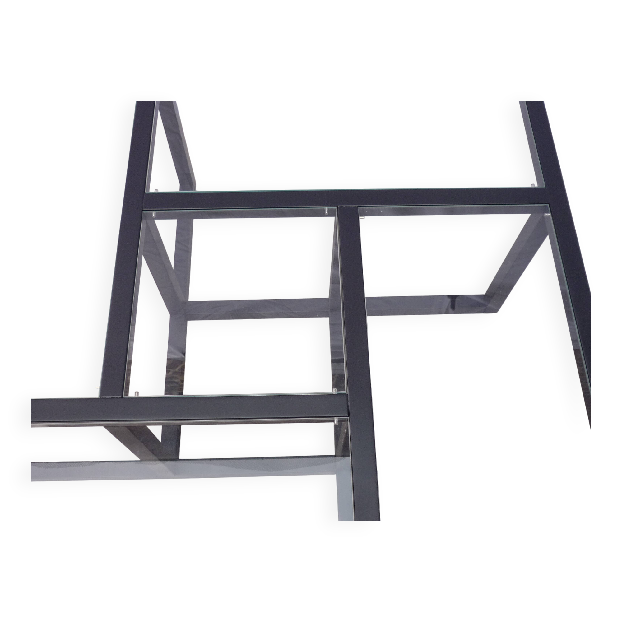Table basse d'inspiration "Sol Lewit"  bois et verre