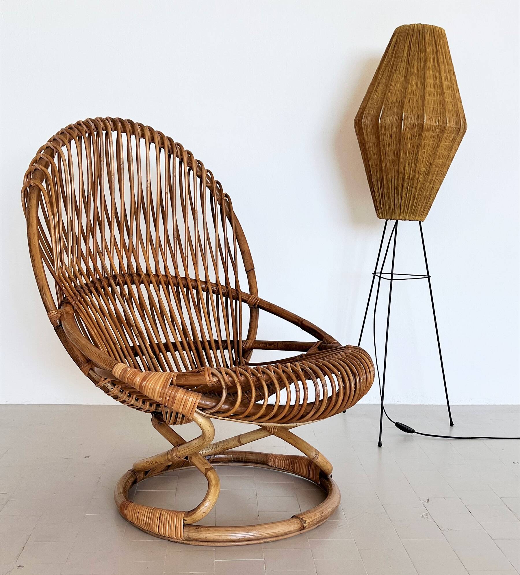 Giovanni Travasa for Bonacina Bamboo Lounge Chair, 1950s