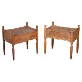 Brutalist Oak Bedside Tables attributed to Henning Kjærnulf, 1970s, Set of 2