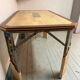 Bureau, table en bois, fer forgé et vitraux