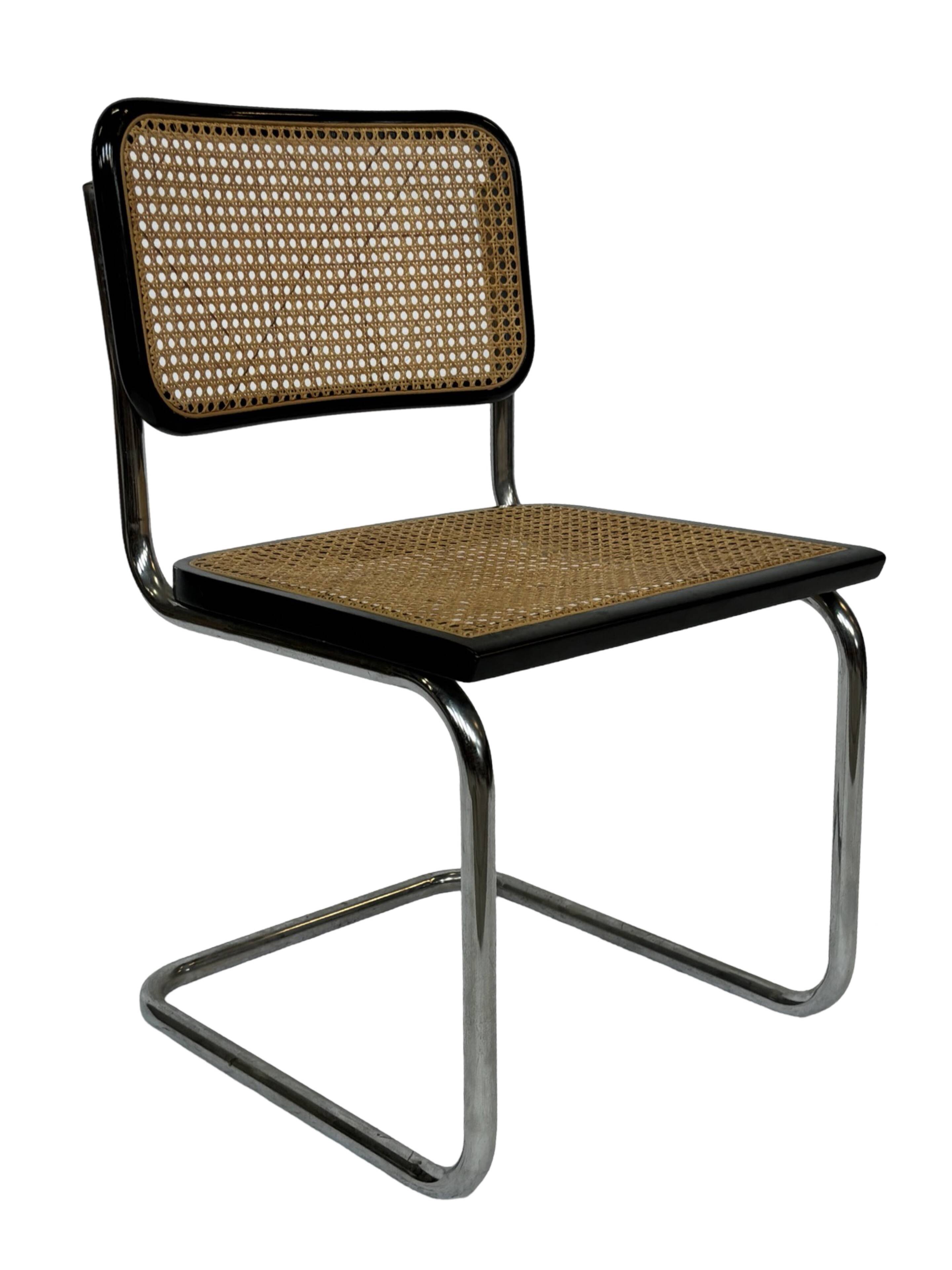 Cesca chair b32 model in chrome and black by Marcel Breuer