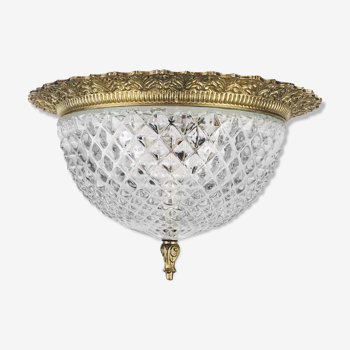 Glass and brass ceiling lamp - 50s