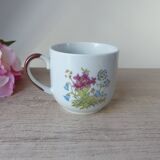 Ancienne tasse fleurie en céramique vintage