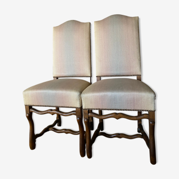 2 chaises tapissées Louis XIII os de mouton