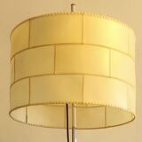 Lampadaire Cocoon avec abat-jour patchwork et pied gainé de cuir, années 1960