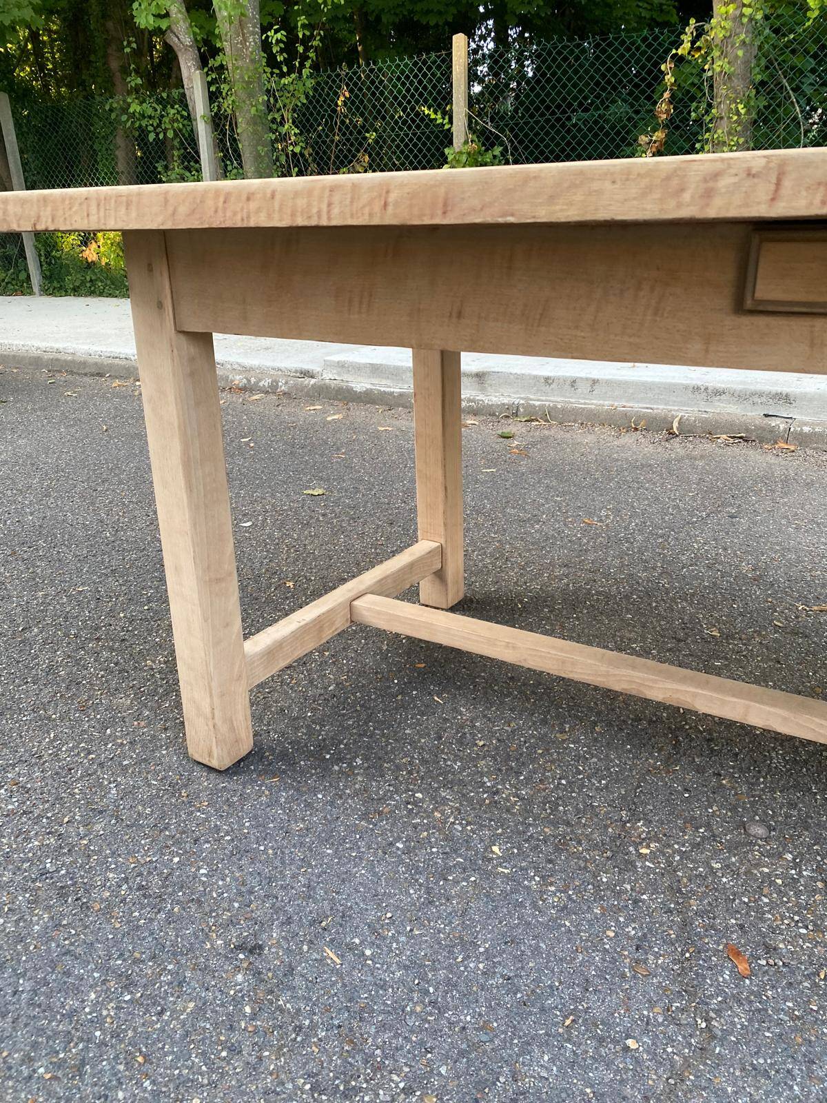 Renovated 19th century farmhouse dining table with drawer 200cm