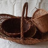 4 vintage wicker baskets